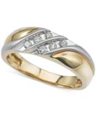 Men's Diamond Two-tone Wedding Band (1/4 Ct. T.w.) In 10k Gold & White Gold