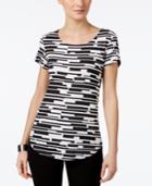 Alfani Petite Printed Shirttail Top, Created For Macy's