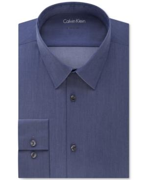 Calvin Klein X Extra Slim-fit Stretch Navy Chambray Solid Dress Shirt