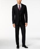 Kenneth Cole Reaction Black Tonal Check Peak Lapel Slim-fit Vested Suit