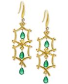 Kesi Jewels Multi-gemstone (2-1/3 Ct. T.w.) & Diamond Bamboo-look Drop Earrings In 18k Gold-plated Sterling Silver