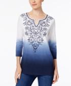 Jm Collection Dip-dyed Embroidered Tunic, Created For Macy's
