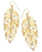 Thalia Sodi Gold-tone Crystal Feather Earrings, Only At Macy's