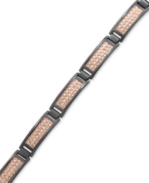 Effy Men's Herringbone Link Bracelet In Black Rhodium-plated And 18k Rose Gold-plated Sterling Silver
