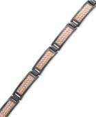 Effy Men's Herringbone Link Bracelet In Black Rhodium-plated And 18k Rose Gold-plated Sterling Silver