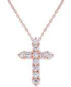 Danori Rose Gold-tone Cubic Zirconia Cross Pendant Necklace, Created For Macy's