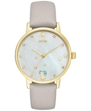 Kate Spade New York Women's Metro Zodiac Aries Gray Leather Strap Watch 34mm Ksw1198