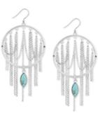 Lucky Brand Silver-tone Stone Circle & Looped Chain Drop Earrings, Created For Macy's