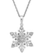 Cubic Zirconia 18 Snowflake Pendant Necklace In Sterling Silver