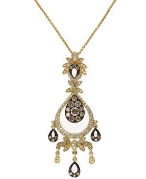 Espresso By Effy Brown And White Diamond Chandelier Pendant Necklace In 14k Gold (1 Ct. T.w.)
