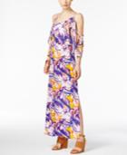 Ny Collection Printed Cold-shoulder Maxi Dress