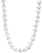 Arabella Cultured Freshwater Pearl (6mm) And Swarovski Zirconia Collar Necklace In Sterling Silver