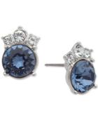 Givenchy Silver-tone Crystal & Blue Stone Stud Earrings