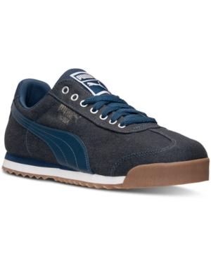Puma Men's Roma Waxed Denim Citi Casual Sneakers From Finish Line
