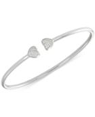 Wrapped Diamond Heart Bangle Bracelet (1/6 Ct. T.w.) In Sterling Silver