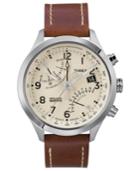Timex Watch, Men's Premium Intelligent Quartz Fly-back Chronograph Brown Leather Strap 43mm T2n932ab