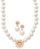 Kate Spade New York 12k Gold-plated Imitation Pearl And Crystal Flower Necklace And Earrings Boxed