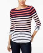 Charter Club Button-shoulder Ombre-striped Top, Only At Macy's