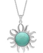 Manufactured Turquoise Sun Medallion Pendant Necklace In Sterling Silver (5 Ct. T.w.)