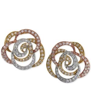 Effy Diamond Rose Stud Earrings In 14k Gold (3/5 Ct. T.w.)