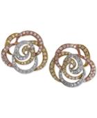 Effy Diamond Rose Stud Earrings In 14k Gold (3/5 Ct. T.w.)