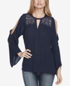 Jessica Simpson Juniors' Cold-shoulder Illusion Peasant Top