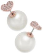 Kate Spade New York Gold-tone Pave Heart & Imitation Pearl Front-and-back Earrings