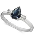 Sapphire (7/8 Ct. T.w.) & Diamond (1/8 Ct. T.w.) Statement Ring In 14k White Gold