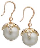 Charter Club Gold-tone Pave Imitation Pearl Drop Earrings, Only At Macy's