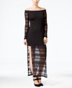 Chelsea Sky Off-the-shoulder Shadow Stripe Dress, Only At Macy's