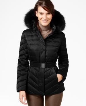 Jones New York Faux-fur-trim Quilted Down Coat