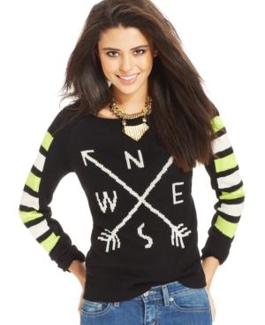Pretty Rebellious Juniors' Graphic Crew-neck Sweater