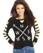 Pretty Rebellious Juniors' Graphic Crew-neck Sweater