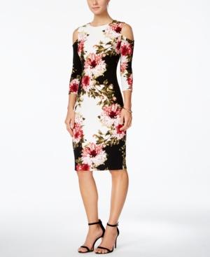 Jax Floral-print Cold-shoulder Sheath Dress