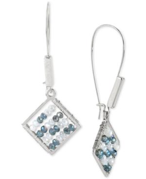 Kenneth Cole New York Silver-tone Beaded Geometric Drop Earrings