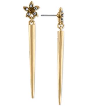 Rachel Rachel Roy Gold-tone Pave Flower & Spike Linear Drop Earrings
