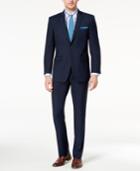 Perry Ellis Men's Slim-fit Stretch Navy Solid Suit