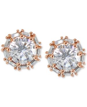 Giani Bernini Cubic Zirconia Baguette Halo Stud Earrings In 18k Rose Gold-plated Sterling Silver, Created For Macy's