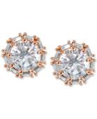 Giani Bernini Cubic Zirconia Baguette Halo Stud Earrings In 18k Rose Gold-plated Sterling Silver, Created For Macy's