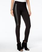 Lily Black Juniors' Faux-leather-trim Skinny Pants, Created For Macy's