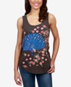 Lucky Brand Embroidered Peacock Tank Top