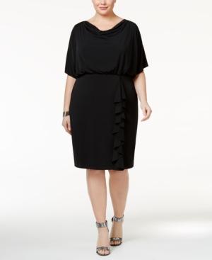 Jessica Howard Plus Size Draped Ruffle Blouson Dress
