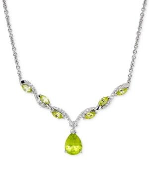 Peridot (2-3/4 Ct. T.w.) & White Topaz (1/6 Ct. T.w.) 17 Collar Necklace In Sterling Silver