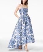Betsy & Adam Strapless Printed Ball Gown