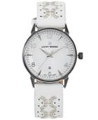 Lucky Brand Women's Ventana Embroidered White Leather Strap Watch 34mm