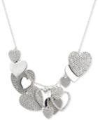 Givenchy Silver-tone Pave Heart Charm Statement Necklace, 16 + 3 Extender