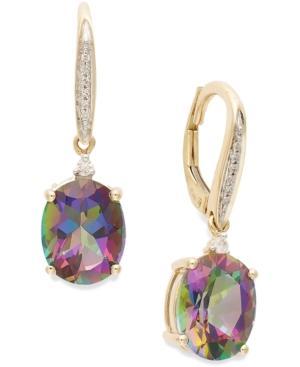 Mystic Topaz (6-1/3 Ct. T.w.) And Diamond Accent Oval Drop Earrings In 14k Gold