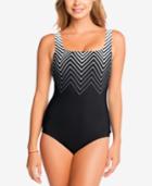 Reebok Electric Express Chevron-print Tummy-control One-piece Swimsuit Women's Swimsuit