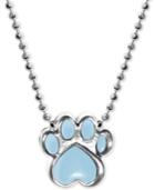Alex Woo Blue Enamel Activist Paw Print 16 Pendant Necklace In Sterling Silver