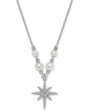 Danori Silver-tone Imitation Pearl And Pave Star Pendant Necklace, 18 + 1 Extender, Created For Macy's